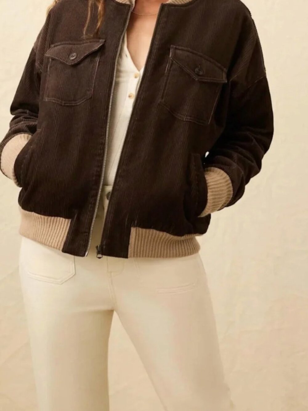 Womens Faherty Heritage Cord Bomber Jacket - Medium